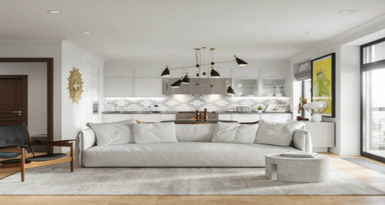 Explore this amazing apartment with Mid Century lighting