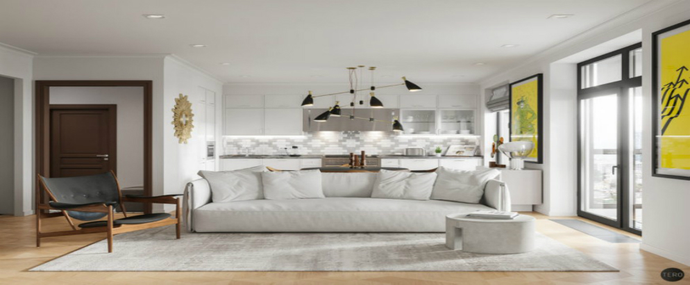 Explore this amazing apartment with Mid Century lighting