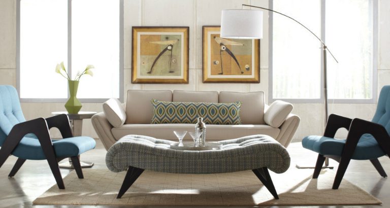 Luxury furniture at mid-century home