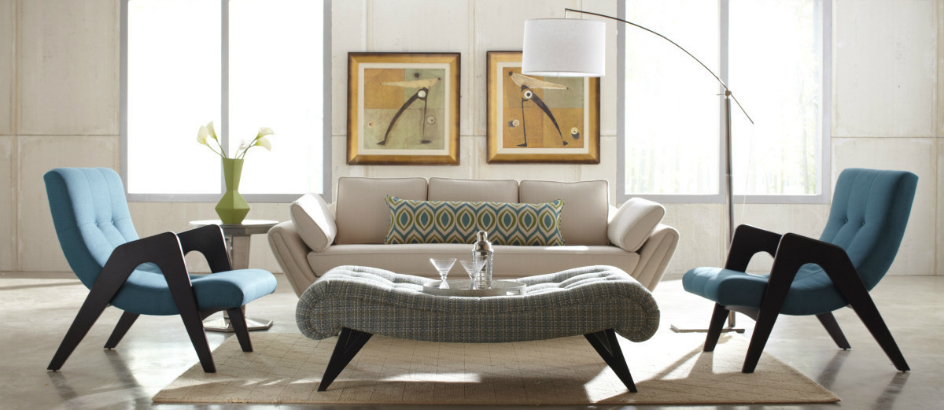 Luxury furniture at mid-century home