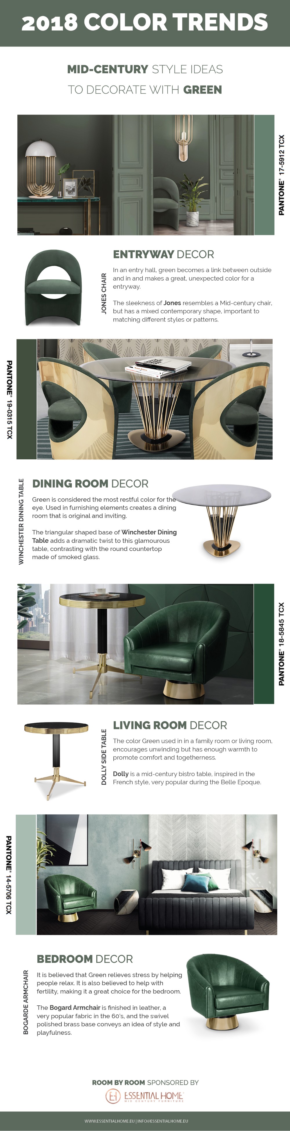 2018 Color Trends- Rocking a Green Decor in Your Mid-Century Home